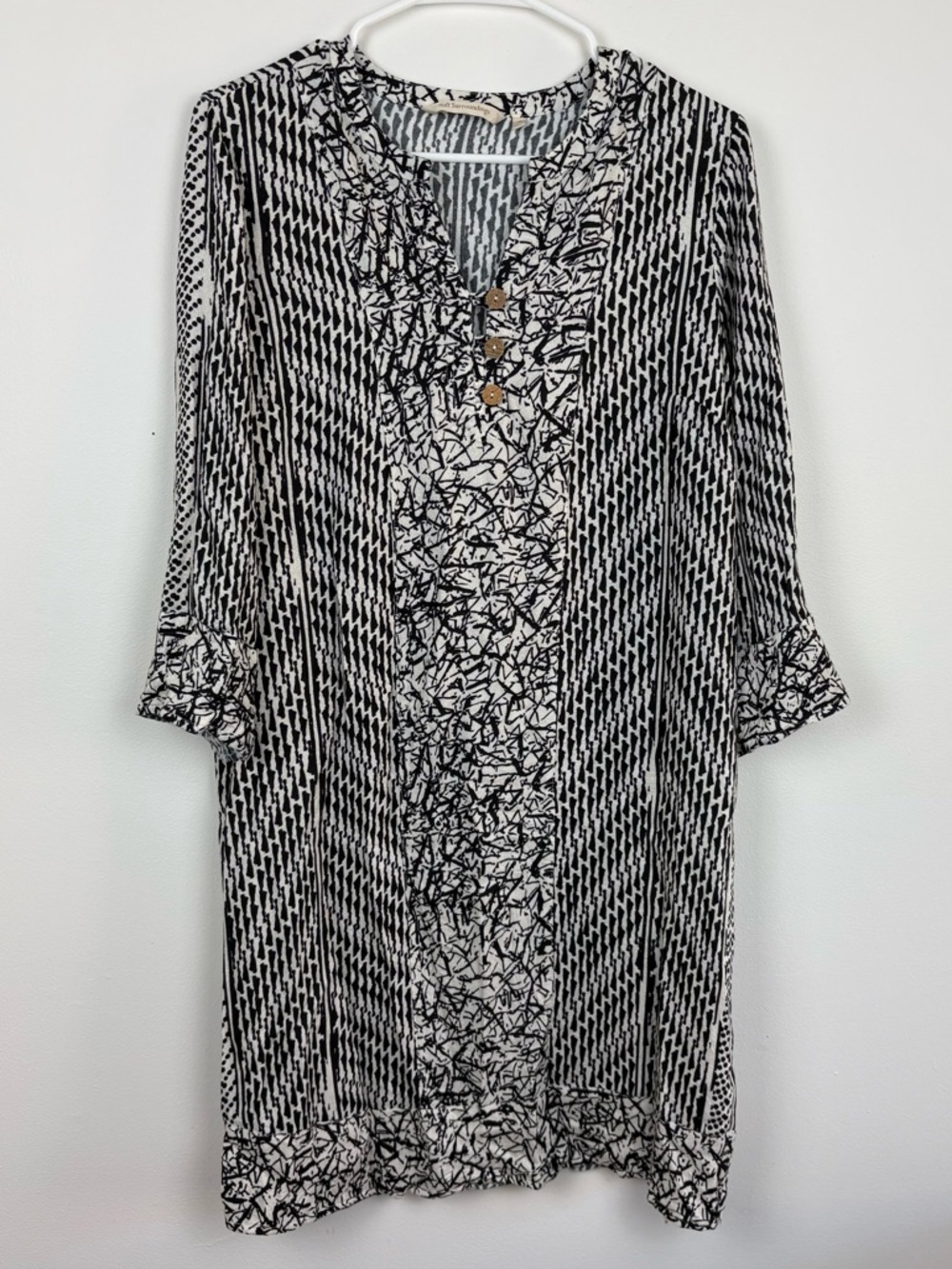 Soft Surroundings Black & Grey Raven Tunic Dress Medium Boho Lagenlook Resort - Picture 2 of 12